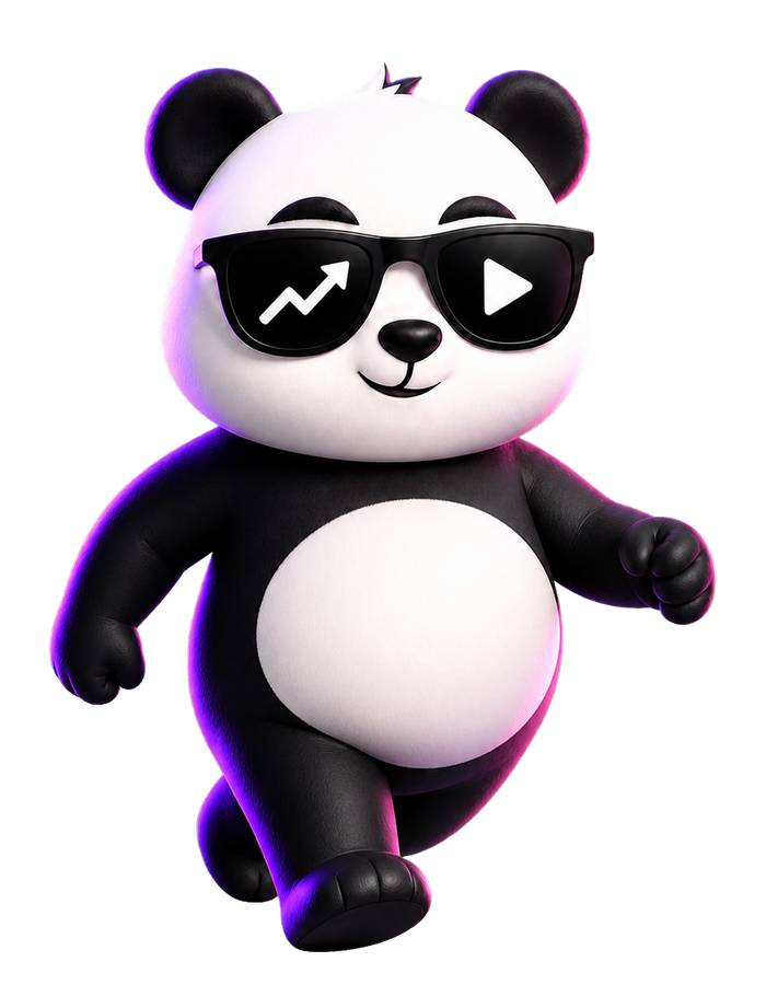 The Viral Panda mascot walking through the four-stage growth process